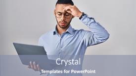  Presentation with crisis - PPT layouts featuring young-hispanic-man-working-using background and a mint green colored foreground