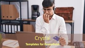  Presentation with anxiety - Presentation design featuring young-hispanic-man-working-using background and a violet colored foreground