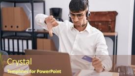  Presentation with bad - PPT theme with young-hispanic-man-working-using background and a violet colored foreground