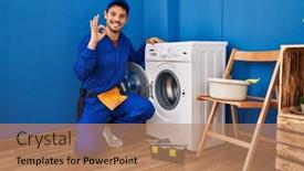  Presentation with working - PPT layouts featuring young-hispanic-man-working background and a coral colored foreground