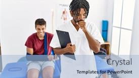  Presentation with health care - Theme featuring young-hispanic-man-working background and a light blue colored foreground