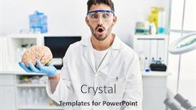  Presentation with medical brain - Slides enhanced with young-hispanic-man-working background and a light gray colored foreground