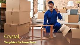  Presentation with moving - PPT theme consisting of young-hispanic-man-working background and a coral colored foreground