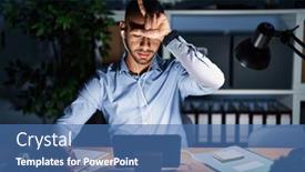  Presentation with office - PPT theme having young-hispanic-man-working background and a ocean colored foreground