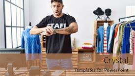  Presentation with retail - Presentation theme consisting of young-hispanic-man-working background and a  colored foreground