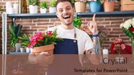  Presentation with hand holding plant - Presentation with young-hispanic-man-working background and a violet colored foreground