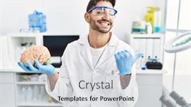  Presentation with medical brain - Presentation design with young-hispanic-man-working background and a light gray colored foreground
