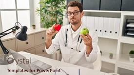  Presentation with dietitian - Presentation theme enhanced with young-hispanic-man-working background and a mint green colored foreground