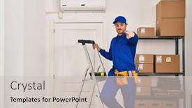  Presentation with renovation - Presentation design having young-hispanic-man-working background and a  colored foreground