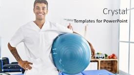  Presentation with pilates - PPT layouts with young-hispanic-man-working background and a sky blue colored foreground