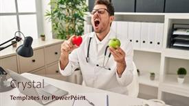  Presentation with dietitian - Theme featuring young-hispanic-man-working background and a soft green colored foreground