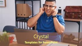  Presentation with noise - PPT layouts featuring young-hispanic-man-working background and a tawny brown colored foreground