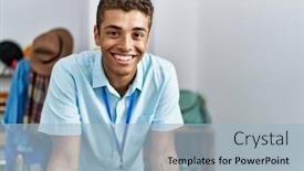  Presentation with retail - Presentation theme enhanced with young-hispanic-man-working background and a  colored foreground