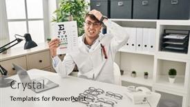  Presentation with ophthalmology - Theme with young-hispanic-man-working background and a light gray colored foreground