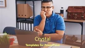  Presentation with anxiety - Slide set featuring young-hispanic-man-working background and a tawny brown colored foreground
