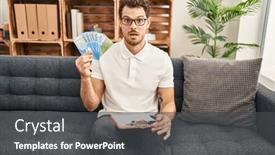  Presentation with chilean - Presentation theme having young-hispanic-man-working background and a dark gray colored foreground