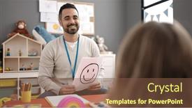  Presentation with emotion - PPT theme having young-hispanic-man-working background and a tawny brown colored foreground