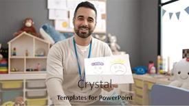  Presentation with emotion - Theme featuring young-hispanic-man-working background and a coral colored foreground