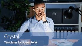  Presentation with anxiety - Presentation theme enhanced with young-hispanic-man-working background and a teal colored foreground