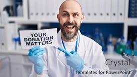 Presentation with donation - Slides featuring young-hispanic-man-working background and a lemonade colored foreground
