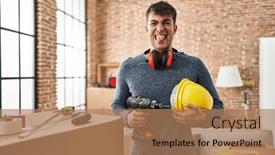  Presentation with home renovation - Slides enhanced with young-hispanic-man-working background and a coral colored foreground