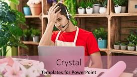  Presentation with memory - PPT theme enhanced with young-hispanic-man-working background and a  colored foreground