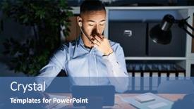  Presentation with breath - PPT layouts having young-hispanic-man-working background and a teal colored foreground