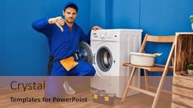  Presentation with negative - Slides featuring young-hispanic-man-working background and a coral colored foreground