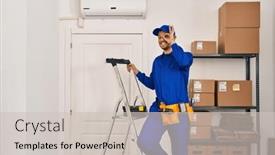  Presentation with renovation - Slides enhanced with young-hispanic-man-working background and a soft green colored foreground