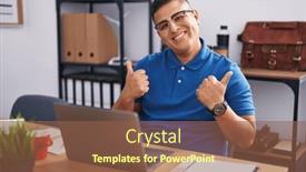  Presentation with winner - Presentation enhanced with young-hispanic-man-working background and a tawny brown colored foreground