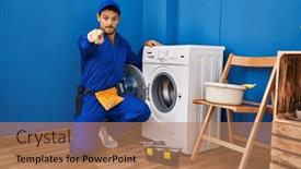  Presentation with working - Presentation featuring young-hispanic-man-working and a coral colored foreground