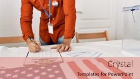  Presentation with writing - Presentation enhanced with young-hispanic-man-writing background and a coral colored foreground