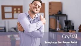  Presentation with confident love - Presentation design with young-hispanic-man background and a mint green colored foreground