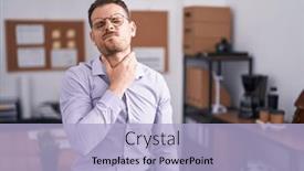  Presentation with sore throat - Slide deck consisting of young-hispanic-man background and a light blue colored foreground