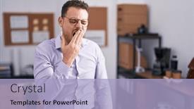  Presentation with sleepiness - Presentation theme with young-hispanic-man background and a light blue colored foreground