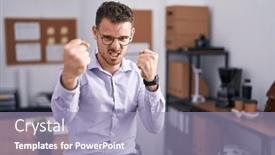  Presentation with anger - Theme enhanced with young-hispanic-man background and a light blue colored foreground