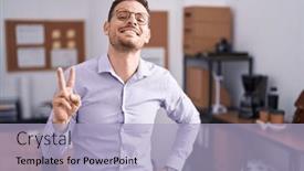  Presentation with office - Theme having young-hispanic-man and a  colored foreground