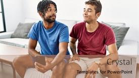  Presentation with smartphone - Slide deck enhanced with young-hispanic-men-using-smartphone background and a coral colored foreground