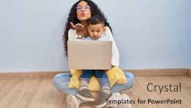  Presentation with kiss - Slide set enhanced with young-hispanic-mother-and-kid background and a  colored foreground