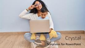  Presentation with hispanic - Theme featuring young-hispanic-mother-and-kid background and a coral colored foreground