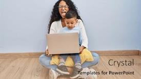  Presentation with emotion - Presentation theme enhanced with young-hispanic-mother-and-kid background and a coral colored foreground