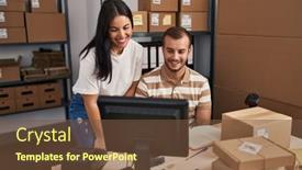  Presentation with young business people - Presentation theme with young-hispanic-people-working background and a  colored foreground