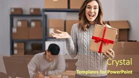  Presentation with achievement - Presentation design with young-hispanic-people-working background and a  colored foreground