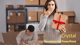  Presentation with ecommerce - Slide set enhanced with young-hispanic-people-working background and a  colored foreground