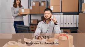  Presentation with ecommerce - Slide deck featuring young-hispanic-people-working background and a coral colored foreground