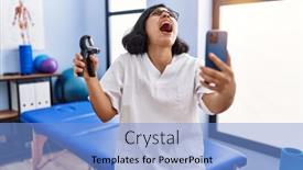  Presentation with physiotherapist - Presentation theme enhanced with young-hispanic-physiotherapist-woman-holding background and a light blue colored foreground