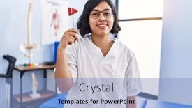  Presentation with reflex - Presentation theme enhanced with young-hispanic-physiotherapist-woman-holding background and a light blue colored foreground