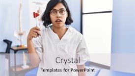  Presentation with reflex - Theme consisting of young-hispanic-physiotherapist-woman-holding background and a  colored foreground