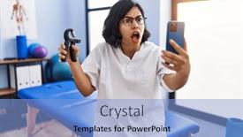  Presentation with muscle - PPT layouts consisting of young-hispanic-physiotherapist-woman-holding background and a  colored foreground