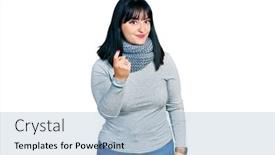  Presentation with hispanic - Presentation theme featuring young-hispanic-plus-size-woman background and a light blue colored foreground